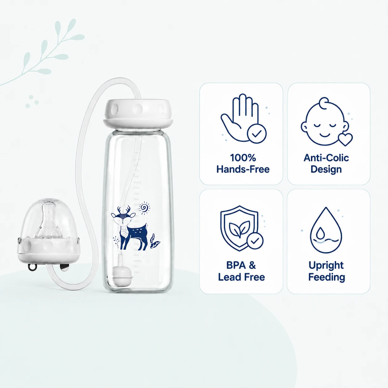 Hands-Free Self-Feeding Bottle for Babies