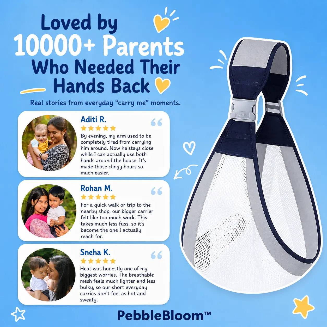 PebbleBloom™ EasyCarry Baby Sling