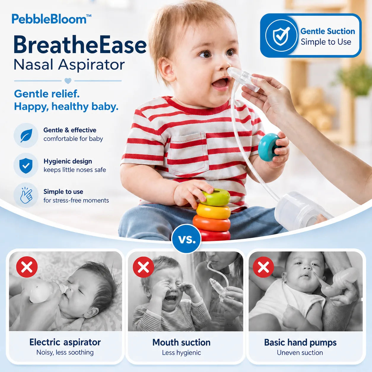 PebbleBloom™ BreatheEase Nasal Aspirator