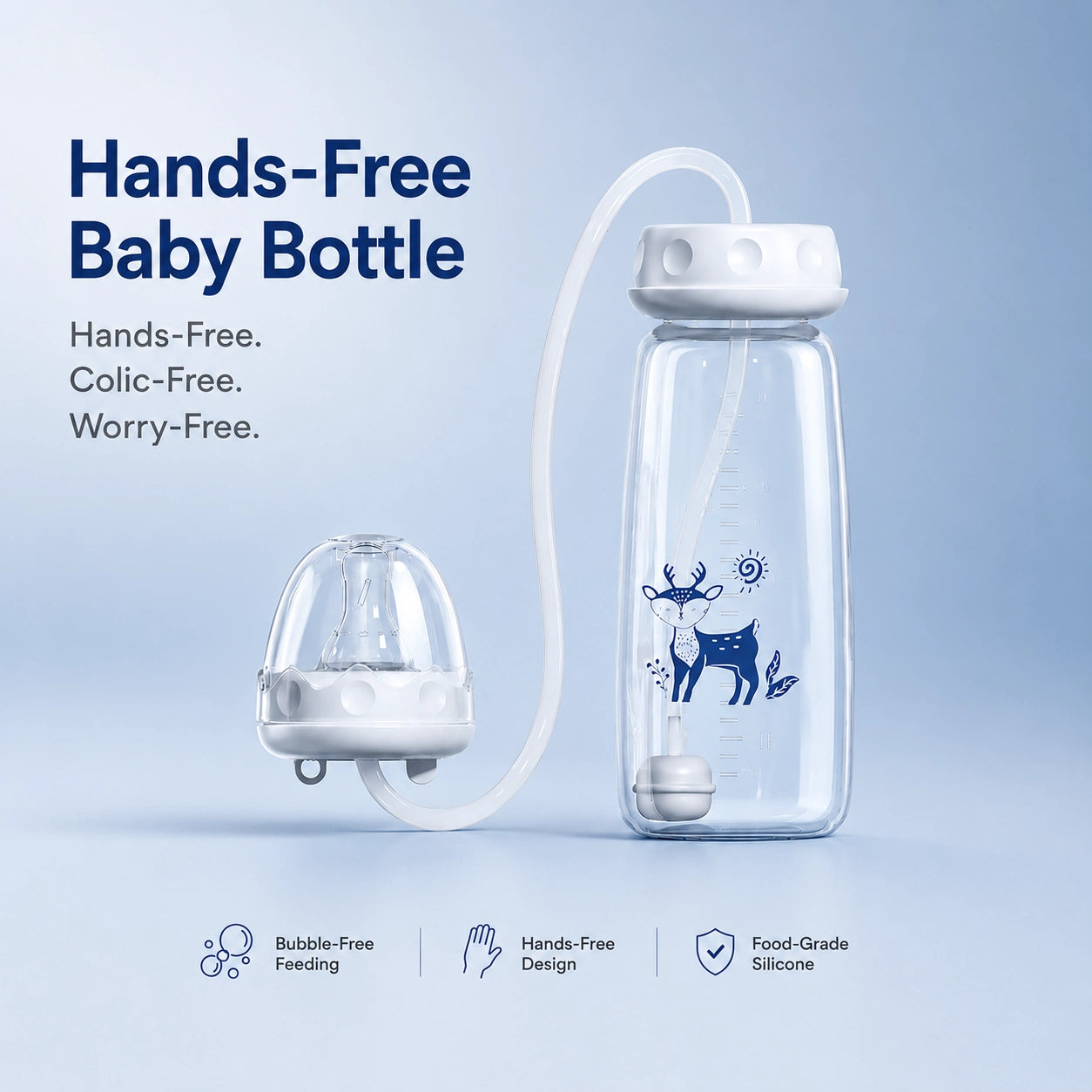 Hands-Free Self-Feeding Bottle for Babies