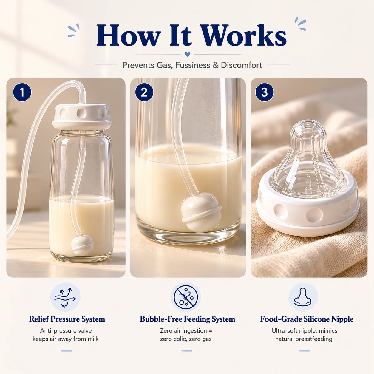 Hands-Free Self-Feeding Bottle for Babies