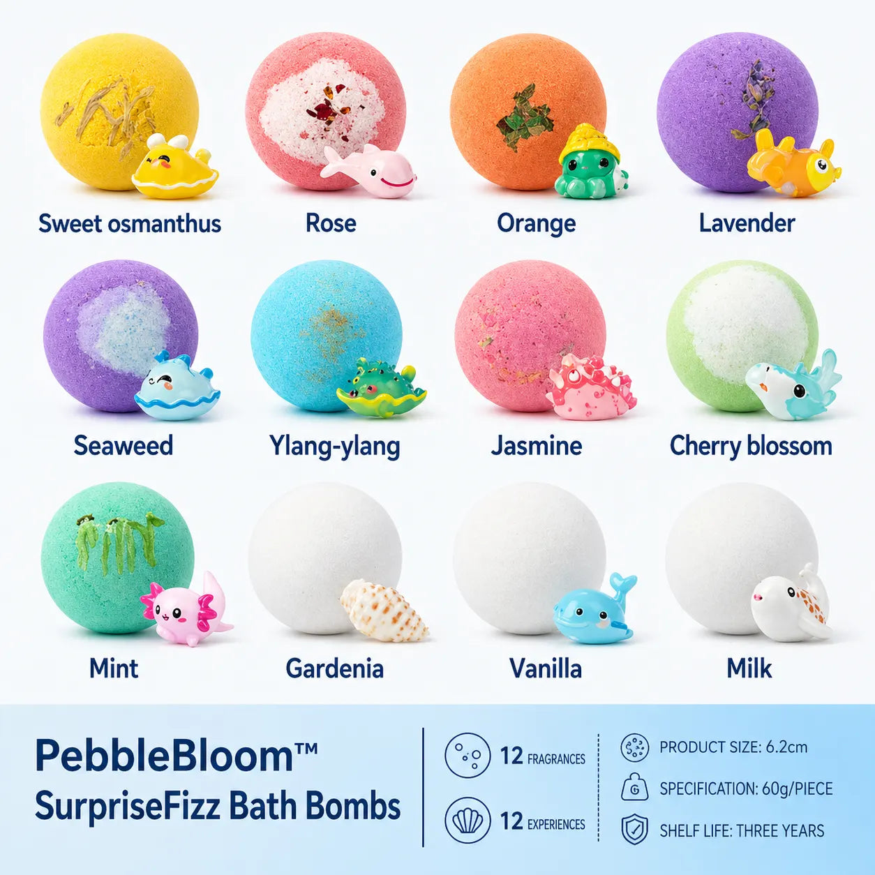 PebbleBloom™ SurpriseFizz Bath Bombs
